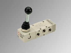 MAV 36 LES CC - 5/3 pneumatický ručně ovladaný ventil G1/4 monostabil, 2,5-10 bar,
ovládaný pákou