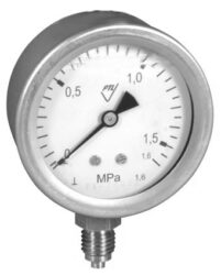 03304 - CHV - Celonerezový tlakoměr se spodním přípojem (vodotěsný). 
03304 - CHV  M12x1,5